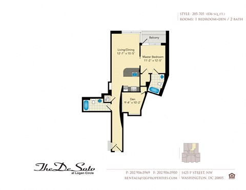 The DeSoto 05 Floor Plan at The DeSoto Apartments in Washington, DC 20005